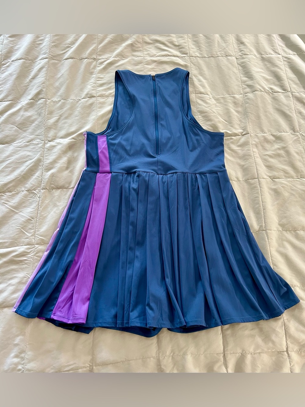 FourLaps Swift Dress Blue Pleated Tennis Dress, Purple Panel, Women’s Large - Picture 9 of 16